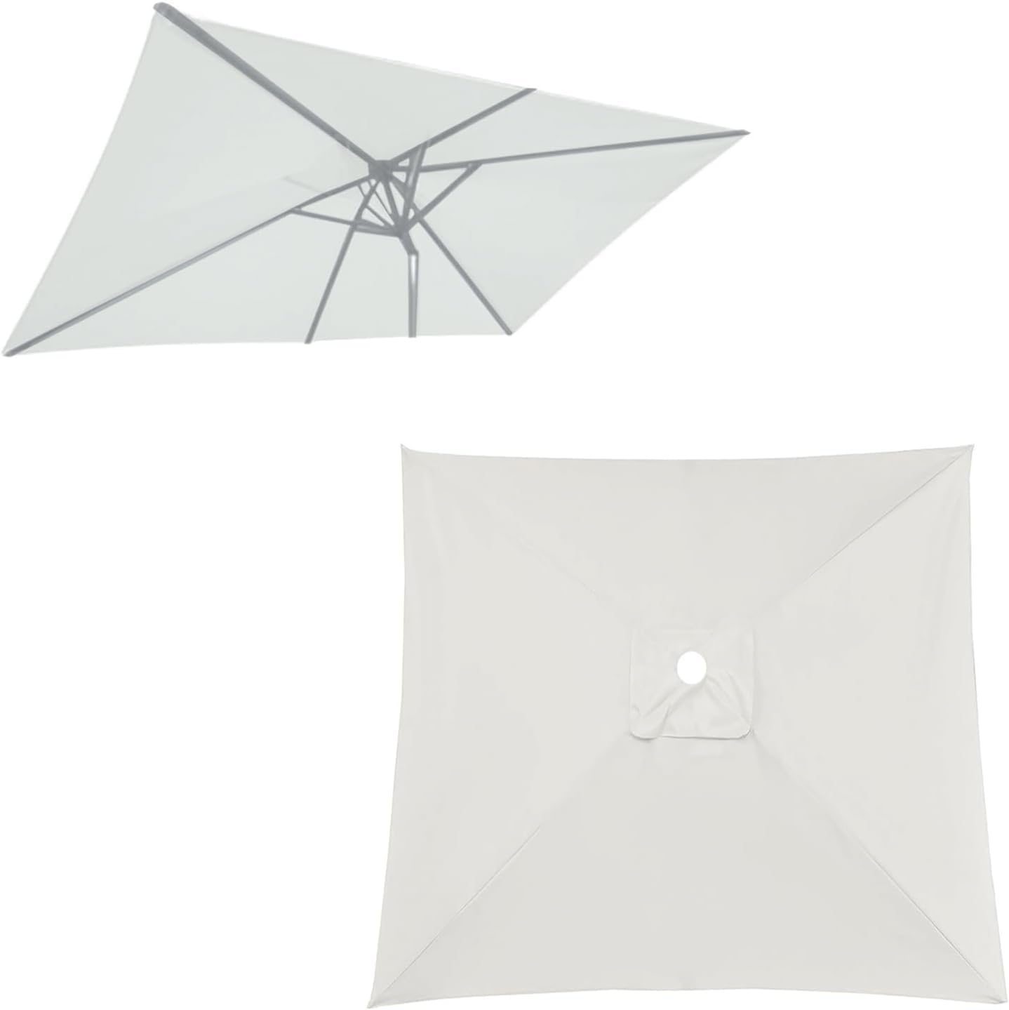 Telo di Ricambio Impermeabile Uv50+ per Ombrellone da Giardino, con Bracci da 4/6/8 Pollici, Forma Rettangolare/Quadrata, Disponibile nei Colori Bianco, Beige E Kaki - Offwhite 2.5X2.5m