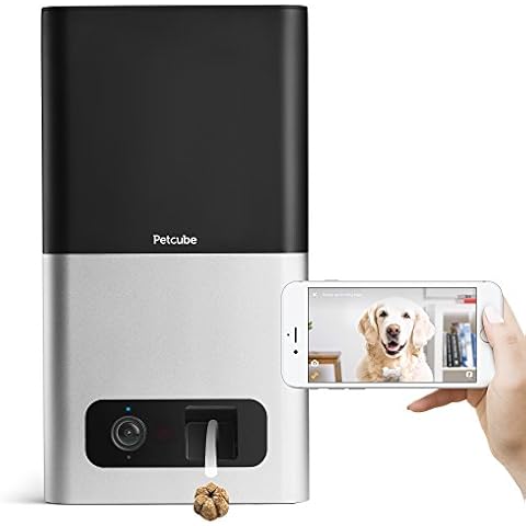 [2017 Item ] Petcube Bites Pet Camera with Treat Dispenser: HD 1080p Video Monitor, 2-Way Audio, Night Vision, Sound and Motion Alerts. For Dogs and Cats, Matte Silver (PB913NVTD) Cover