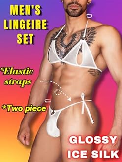 ChiaoLezhee Lingerie Set For Men, Sexy Bra And Panty, Mens Sissy Clothes, Thong Bikini Underwear G String Exotic Man Gay