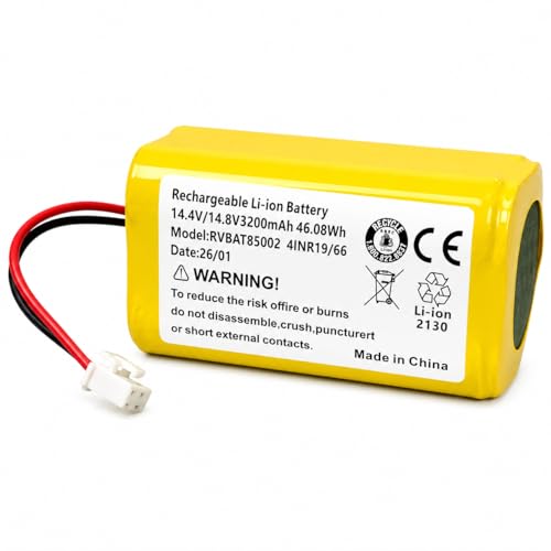 SCREENTRONICS Lithium Ion Li-ion Battery RVBAT85002 14.4V 3200mAh Compatible Replacement for Shark Robot Vacuum Cleaner (Yellow)