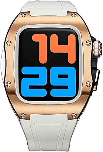 Boîtier lunette en métal de 45 mm et bracelet caoutchouc iWatch