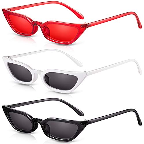 3 Pairs Retro Small Cat Eye Sunglasses Vintage Square Shade Women Eyewear Cute Skinny Cat Eye Eyewear Cateye Sunglasses