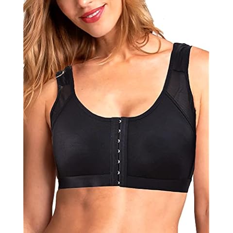 Front Closure Bras Post Surgery Bra Breast Augmentation Bras Compression Bra Post Surgical Bra Op Front Close Sports Bra, Black, S Cover
