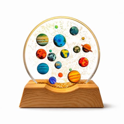 Image of 3D Acrylic LED Night Light - Warm White & 18 Planets Design with Durable Plastic Base, Decorative Table Lamp for Bedroom, Living Room, Kids Room, Study & Home Decor Gifting
