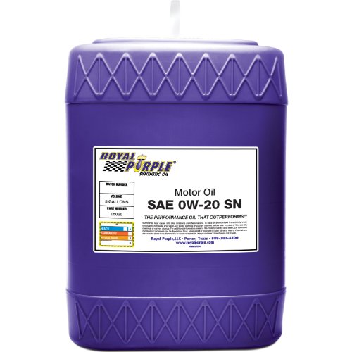 Royal Purple 05020 API-Licensed SAE 0W-20 High Performance Synthetic Motor Oil - 5 gal.