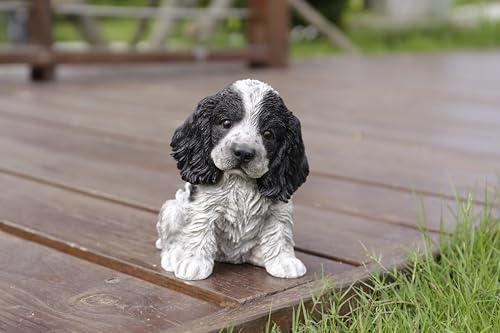 Estatua de Cocker Spaniel Blanco y Negro miniatura 2