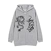 RUMAOZIA Men's Hoodie Sweat Jacket Casual Hooded Jacket with Dragon Print Zip Oversized Sweatshirt with Dragon Pattern Pullover Long Sleeve Y2K Hoodie Loose Men's Hoodie Hoodie, O Dark Grey, 3XL #2