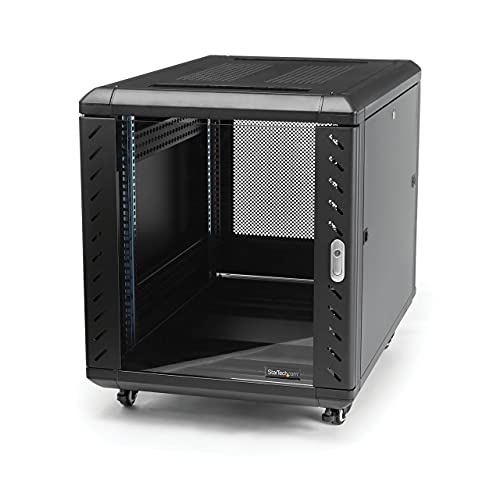 StarTech.com 15U 19  Server Rack Cabinet - 4 Post Adjustable Depth (6-32 ) Locking Knock Down Network Computer Equipment Enclosure - Mobile w Glass Door & Casters - HP ProLiant ThinkServer (RK1536BKF)