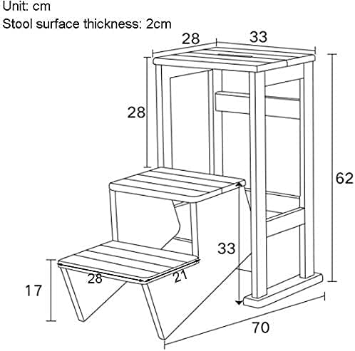 Escabeau à 3 niveaux en bois massif OKUOKA pliable et portable couleur noyer