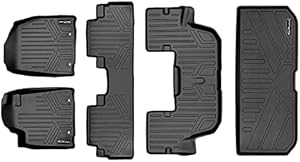 SMARTLINER Floor Mats 3 Row Liner Set & Cargo Liner Behind The 3rd Row Compatible with 2021-2023 Toyota Sienna with 2nd Row Bench Seat