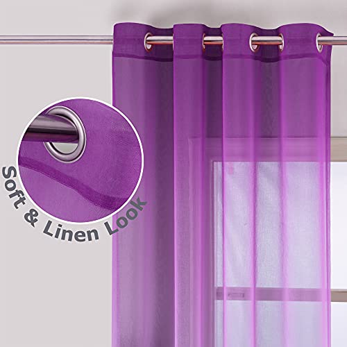 Koufall Aesthetic Purple Room Decor For Bedroom Ombre Sheer Design Glam Luxury Plum Grey Pattern Curtains For Living Room Set Of 2 Panels 52 X 63 Inch Length Gray #TOP1