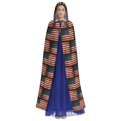 Cape médiévale à capuche motif drapeau américain pour adulte