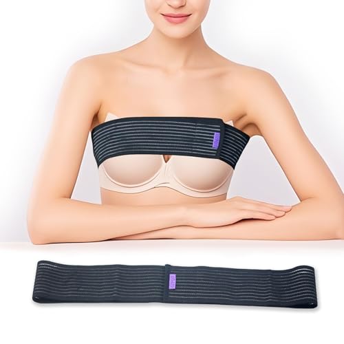 Breast Implant Stabilizer Band ?Post Surgery Breast Band Chest Compression Wrap For Women ?Breast Support Bandage ?Breast Augmentation Band Bra Breast Reduction Recovery Supplies For Healing One Size Fits All (Black)