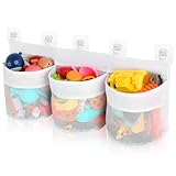 Bath Tub Toy Storage Organizer, Bathtub Toys Storage, Baby Bath Toy Organizer for Tub, Kids Toy Net Storage, Shower Basket Accessories Bath Toys Holder for Tub (White)