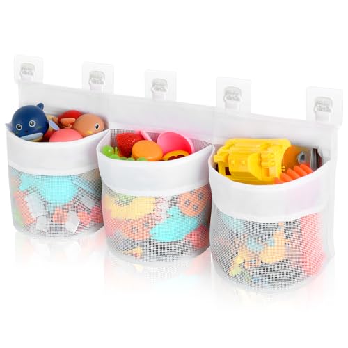 Bath Tub Toy Storage Organizer, Bathtub Toys Storage, Baby Bath Toy Organizer for Tub, Kids Toy Net Storage, Shower Basket Accessories Bath Toys Holder for Tub (White)