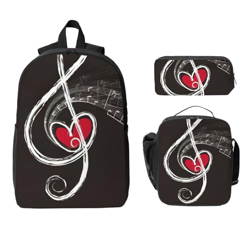 Mochila con estampado de símbolos musicales juego 3 en 1 de 17 pulgadas 2