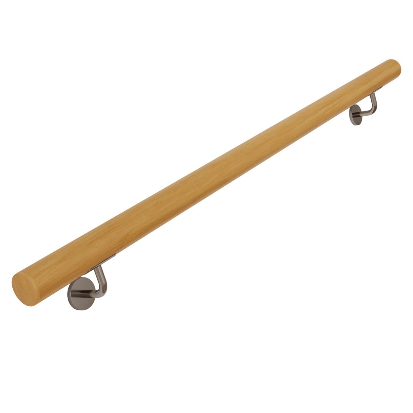 1m / 2m / 3m / 4m / 5m / 6m Mains Courantes en Bois pour Escaliers Intérieurs, Main Courante d'Escalier Antidérapante pour Personnes Âgées, Barre d'Appui Murale pour Rail de Rampe avec Suppo