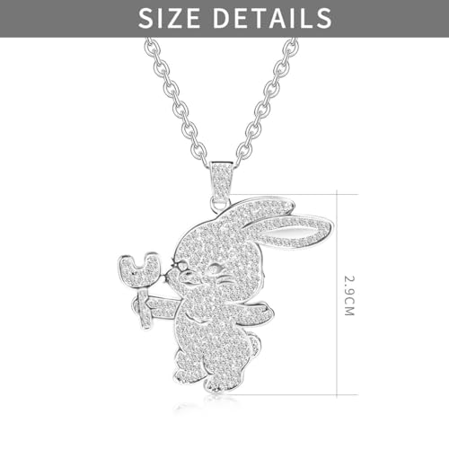 Bunny Necklace Bunnies Pendant Jewelry Merchandise Cubic Zirconia 18K Gold Plated2