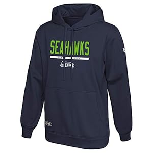 New Era NFL Men’s Safety Performance Pullover Hooded Sweatshirt, Pro Football Fleece Hoodie, Seattle Seahawks, Large