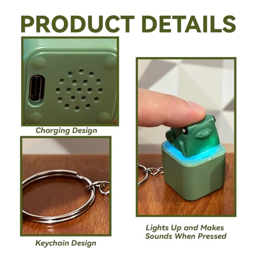 Image of Frog Croaking Fidget Toy, Frog Croaking Keychain With Sound LED lights, Keyboard Clicker For Stress Relief Fun Gifts