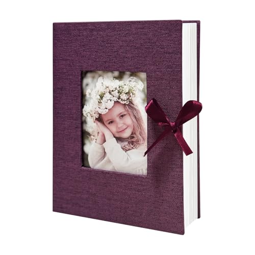 HenPisen Photo Album 4x6 100 Pockets, Slip-in Picture Albums, Linen Cover Top Loader Vertical Pockets Albums for Baby, Kids Boy Girls, Wedding, Family, Anniversary, Purple