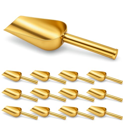 BOHUIZ 12Pcs Gold Ice Scoop, 5 oz Stainless Steel Ice