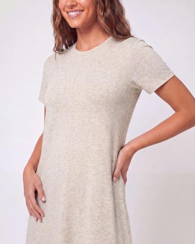 Image of Real Essentials 3 Pack: Women's Short Sleeve T Shirt Dress Swing Loose Casual Lounge Everyday Outfit (Available in Plus)