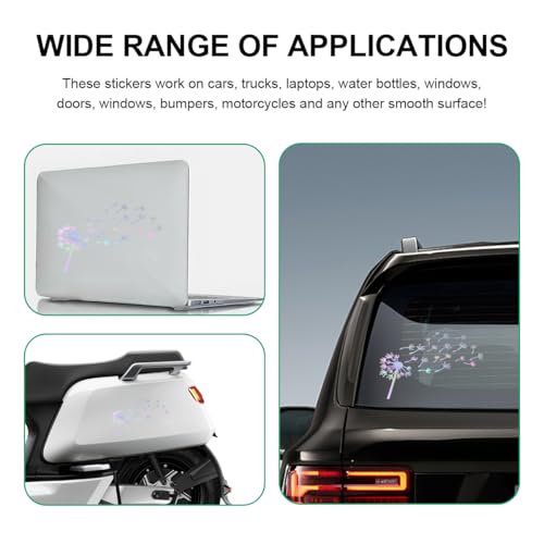 Image of Car Dandelion Flying Sticker, Waterproof Auto Dandelion Flying Flower Sticker with Music Notes, 7.9 inchx5.5 inch Die Cut Vinyl Dandelion Decal for Car Window Laptop, Car Accessories (Colorful)
