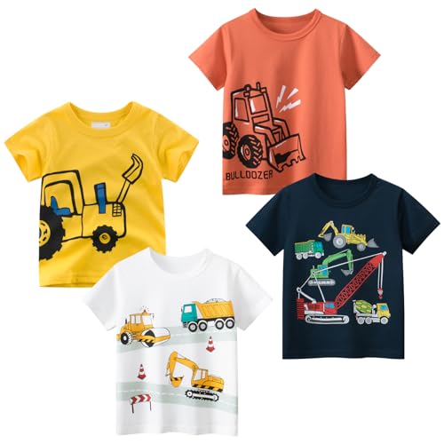 Image of DEEKEY Toddler Boys Shirts Short-Sleeve Little Kids t Shirts Boys' Tops, Tees & Shirts Graphic TEE Age for 2-7 Years 4-Pack