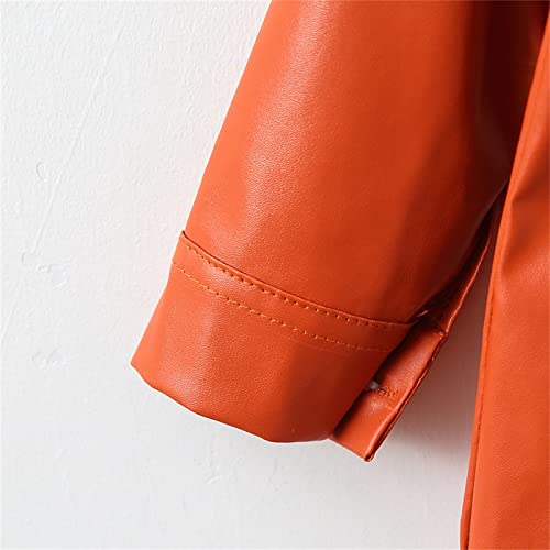 Toddler Baby Girls PU 𝗙aux Leather Jacket Fleece Windproof Lapel Button Coat Winter Warm Outwear with Pocket4