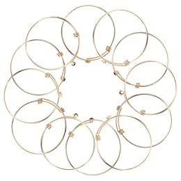 COHEALI 12pcs Expandable Iron Wire Bangle Bracelets Adjustable DIY