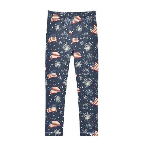 ALAZA Girls' Leggings Children's Yoga Pants Skinny Printed Dance Firework Comfortable 4T