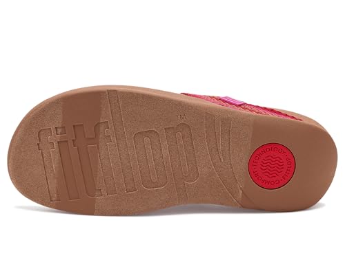 Image of FitFlop, Womens Surfa Stripe-Webbing Toe-Post Sandals, Fuchsia Rush Mix, 8.5, Medium