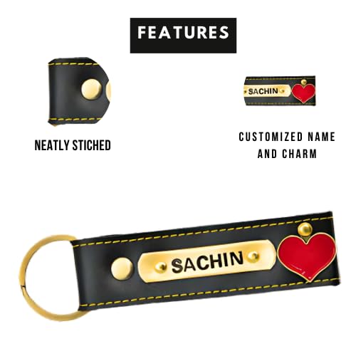 Image of Personalized Leather Keychain | Customised Leather Keychain for Men & Women | Added with Name & Charm