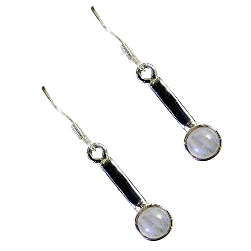Véritable pierre de lune arc-en-ciel boucles d'oreilles rondes argent 925