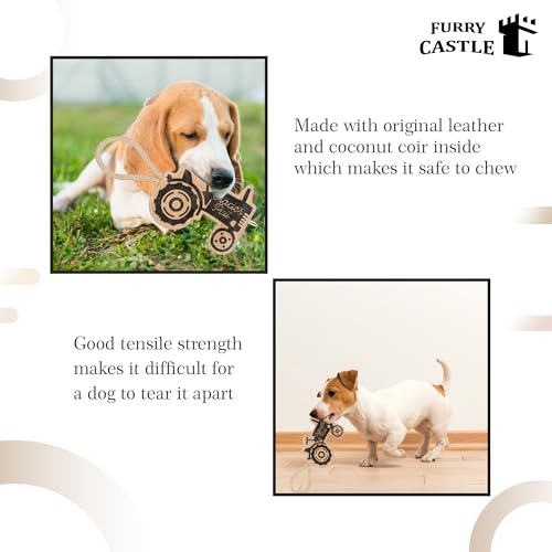 Image of Dog Toys Leather Tractor Shape Perfect for Pets-Dog & Cats (Pack of 1, Tan)