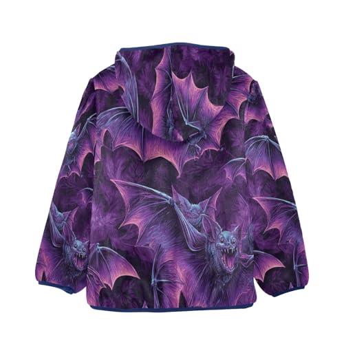 Vivid Bats in Flight Toddler Fleece Jacket Girl Boys Hooded Fleece Jacket Coat Warm Outwear Zip-up 3-10T2