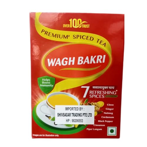 Wagh Bakri Masala Tea Spiced Tea Leaves in Export Pack,250 grams / 8.825 oz