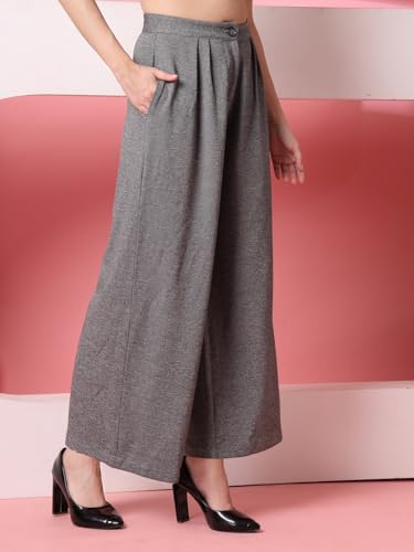 Image of OOMPH! Women's High-Waisted Pant | Wide Leg Trousers | Korean Style Stretchable Trouser
