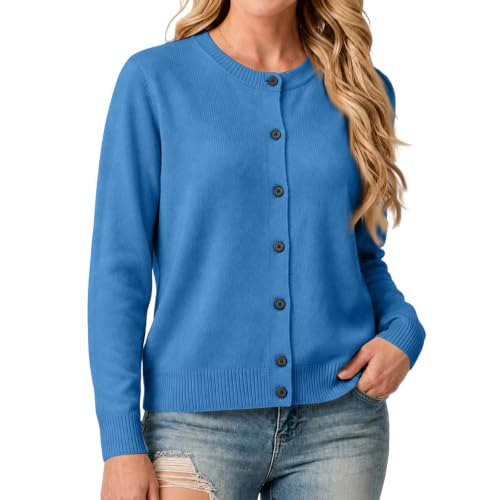 Image of Button Front Cardigan Sweaters For Women Knit Sweaters Lightweight Fall