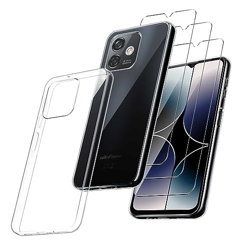 4 in 1 Cover Compatibile con Ulefone Note 16 Pro 6.52 e 3 Pezzi Vetro Temperato Pellicola Protettiva Trasparente Morbido Custodia Protettivo Protezione Case silicone tpu