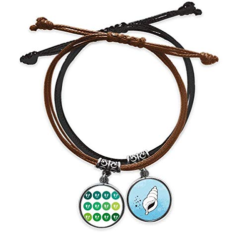 Cable de carga portátil oculto en pulsera de cuero trenzado con patrón botánico de hojas