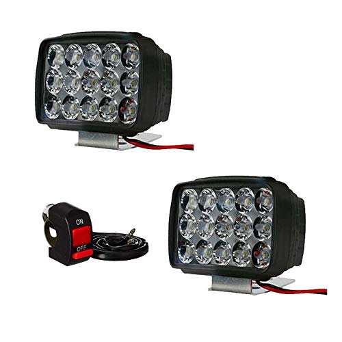 ALPHA BEAST 15 Led White Fog Light DRL Light | ABS Plastic Material | Waterproof Fog Lamp 2 Pcs with On/Off Switch (Pack of 2 Fog Light + 1 Switch)