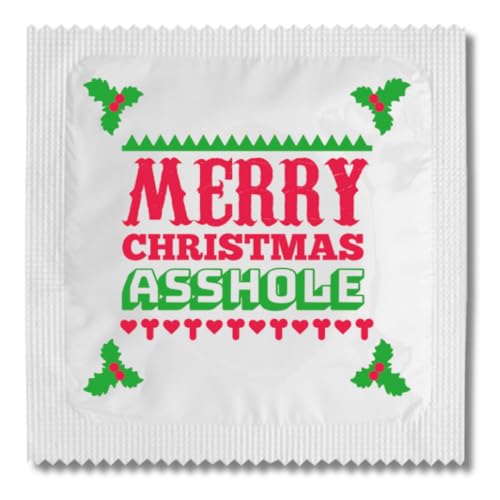 CALLVIN | Spécial Noël | Cadeau Drôle et Festif | Pour des Moments Magiques et Inoubliables | Latex Fin et Résistant | Made in France (Merry Christmas Asshole, Universel)