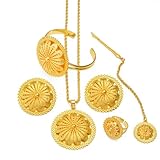 ETH-JE-G Ethiopian Jewelry Set - Traditional Ethiopian & Eritrean Jewelry - Gold Chain Necklaces, Earrings, Rings, Bracelets - Wedding & Dowry Gifts