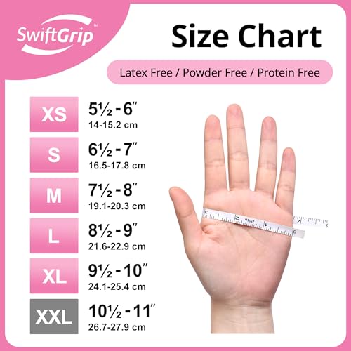 SwiftGrip Pink Nitrile Gloves, 3-mil, Industrial Gloves Disposable Latex Free, for Cleaning & Esthetician, Rubber Powder-Free, 100-ct Box (Small)