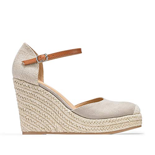 Image of FISACE Womens Summer Espadrille Heel Platform Wedge Sandals Ankle Buckle Strap Closed Toe Shoes