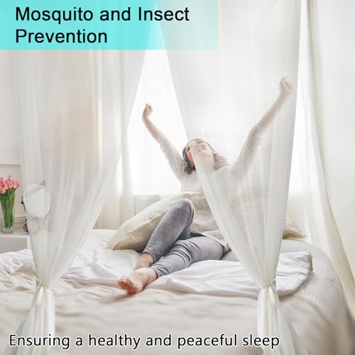 Tikplus Moskitonetz Doppelbett， 210x240x190cm Himmelbett Moskitonetze mit 4 Eckpfosten, Hängendes Mückenschutz Bed Canopy für Einzel Bett Insektenschutz Reise Hause Außenbereich