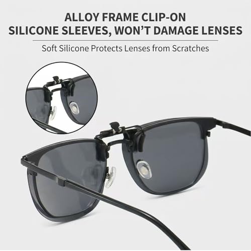 Image of Polarized Clip On Sunglasses Over Prescription Glasses Men Women Rimless Flip Up