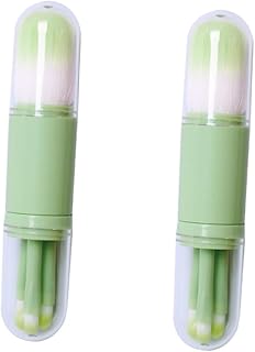 FOMIYES 2 Conjuntos De Pincel De Maquiagem Telescópico Pincel De Pó De Viagem Pincéis De Maquiagem Verde Pincel De Maquiagem De Viagem Pincel De Blush Retrátil Pincel De Blush De